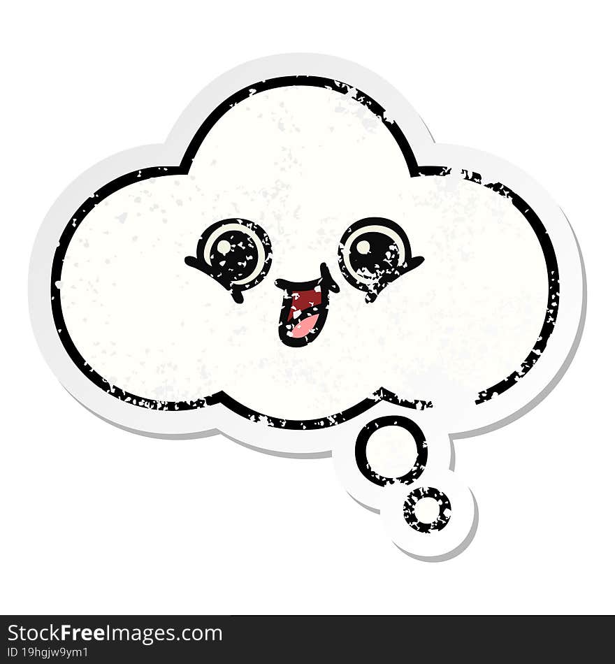 Distressed Sticker Of A Cute Cartoon Thought Bubble