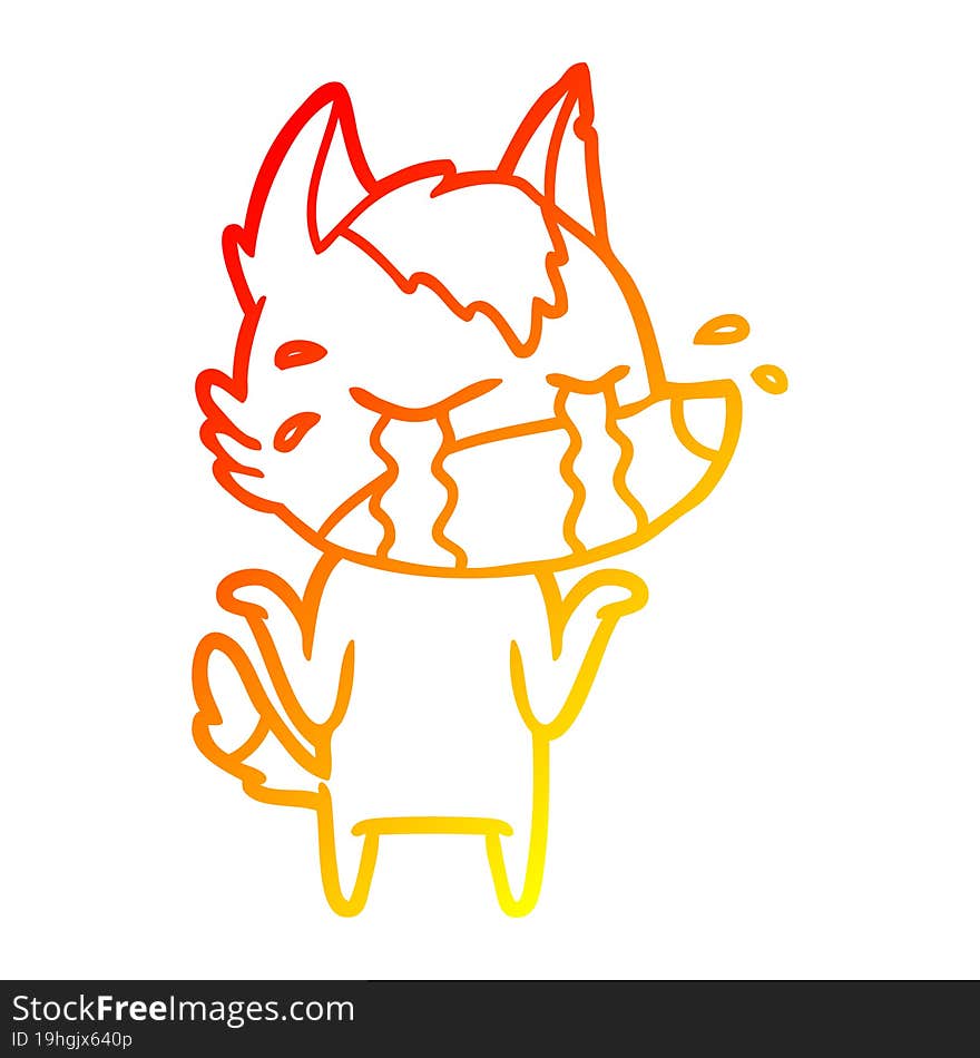 warm gradient line drawing cartoon crying wolf