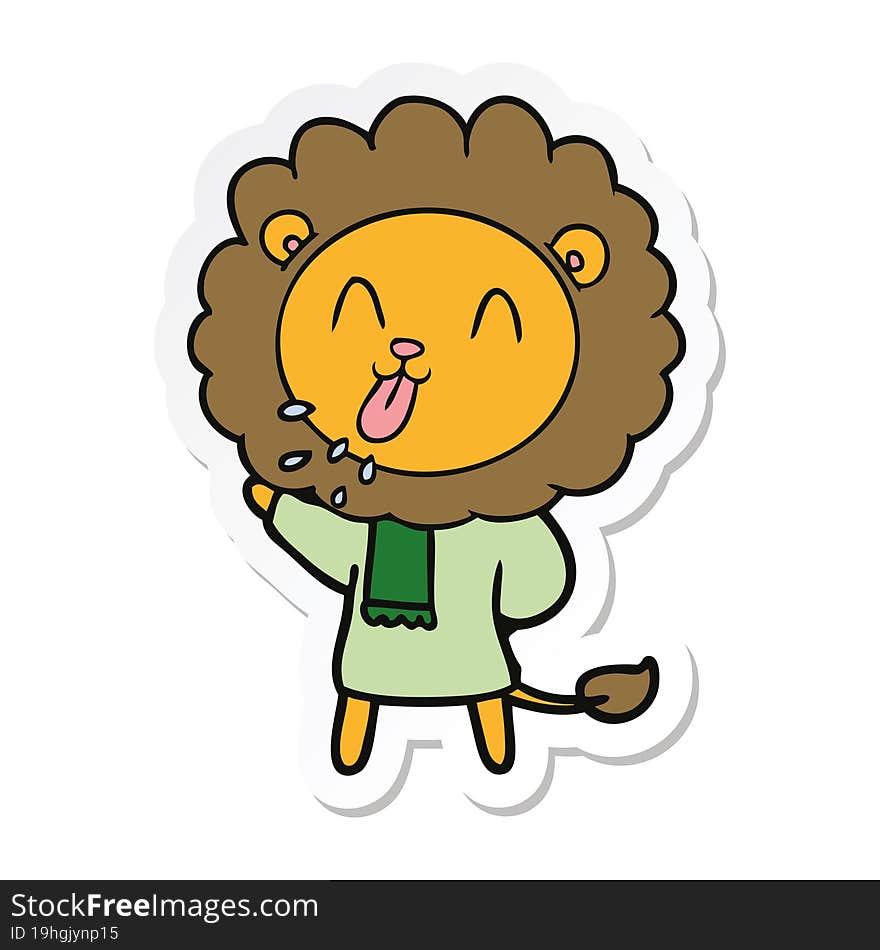 sticker of a happy cartoon lion