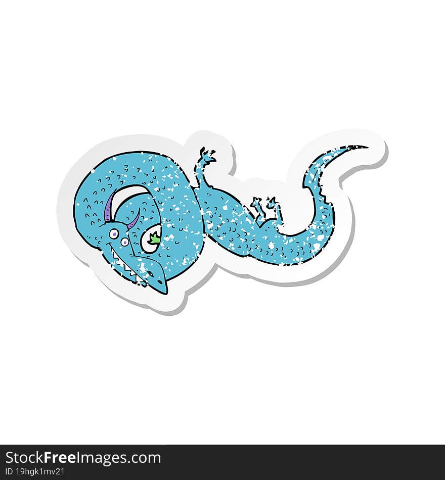 retro distressed sticker of a cartoon chinese dragon