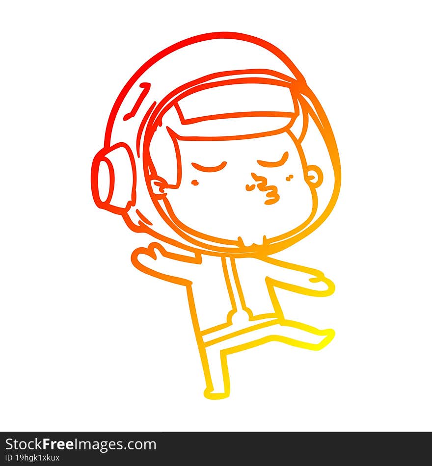 warm gradient line drawing cartoon confident astronaut