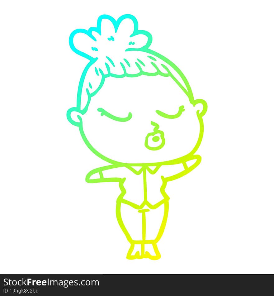 cold gradient line drawing cartoon calm woman