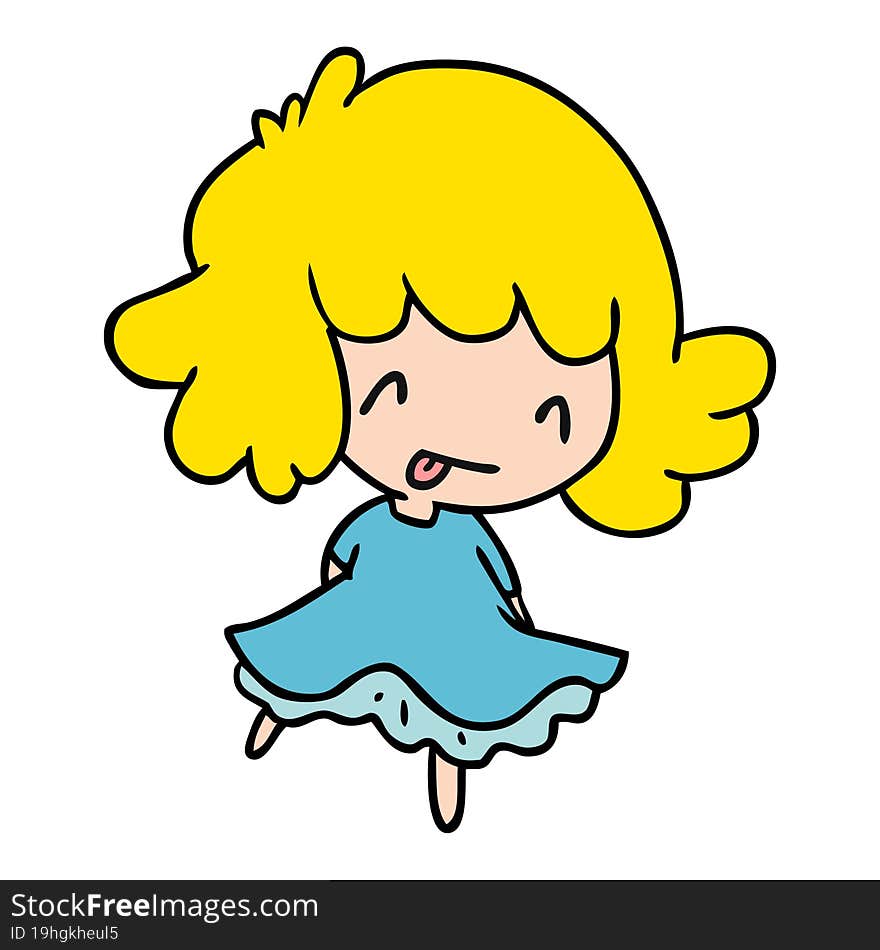 cartoon illustration of a cute kawaii girl. cartoon illustration of a cute kawaii girl