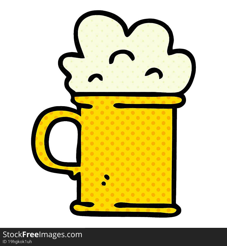 quirky comic book style cartoon tankard of beer