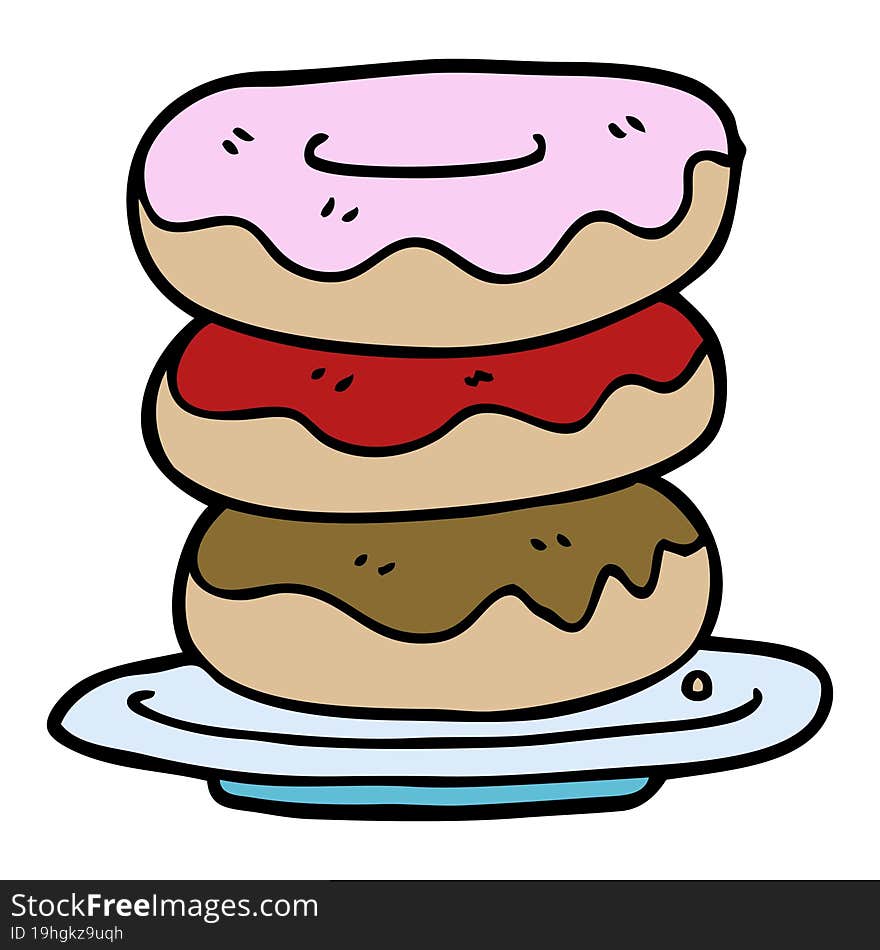 cartoon doodle plate of donuts