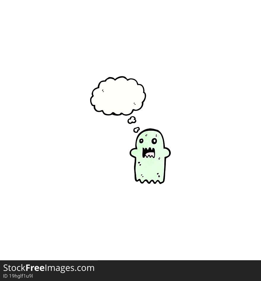 Cartoon Ghost With Thought Bubble