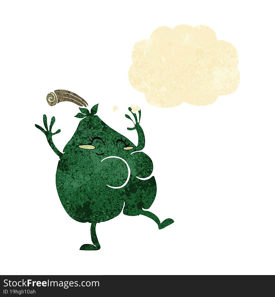 a nice pear cartoon with thought bubble