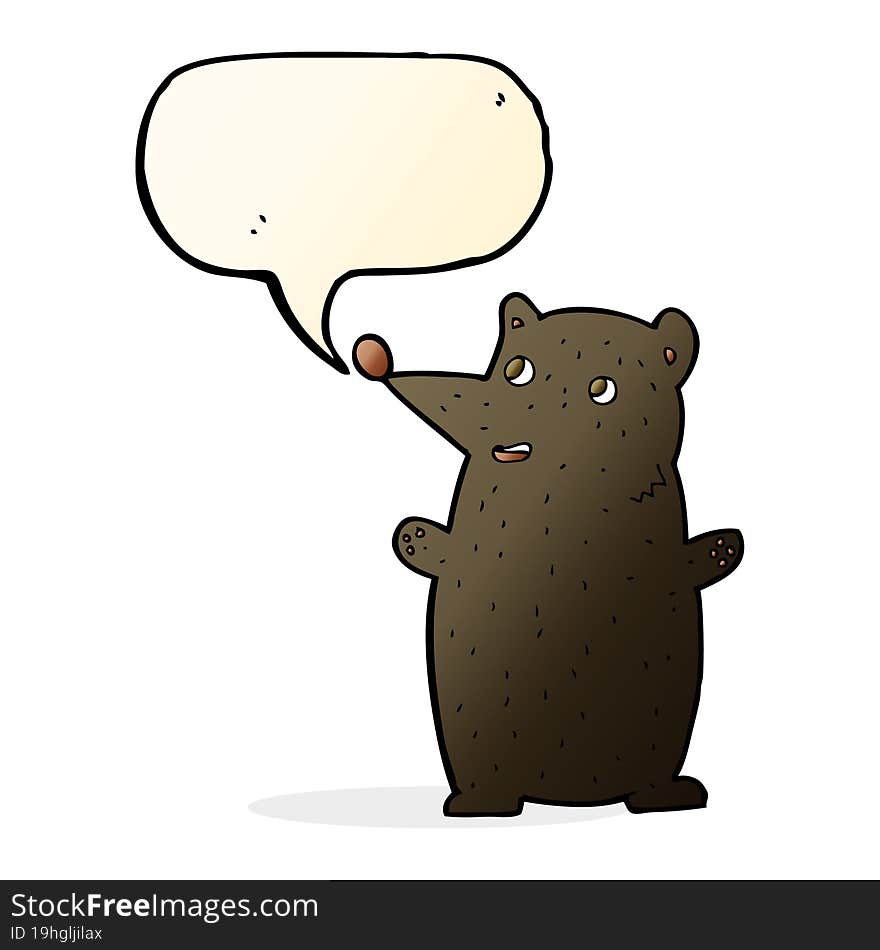 Funny Cartoon Black Bear With Speech Bubble