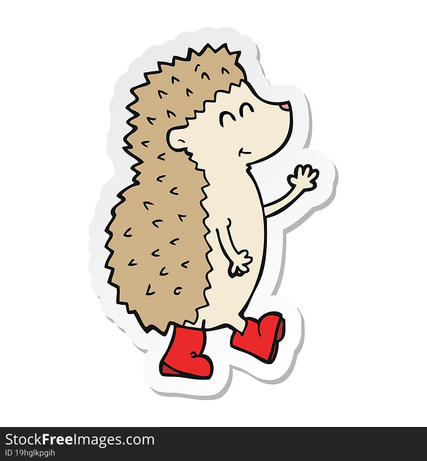 Sticker Of A Cute Cartoon Hedgehog