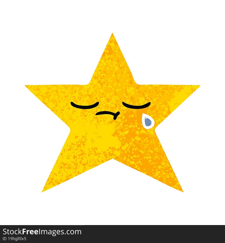 retro illustration style cartoon gold star