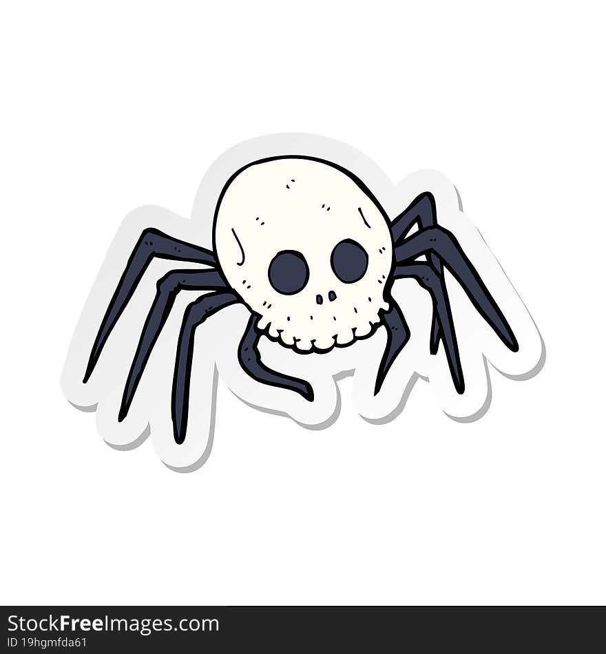 sticker of a cartoon spooky halloween skull spider