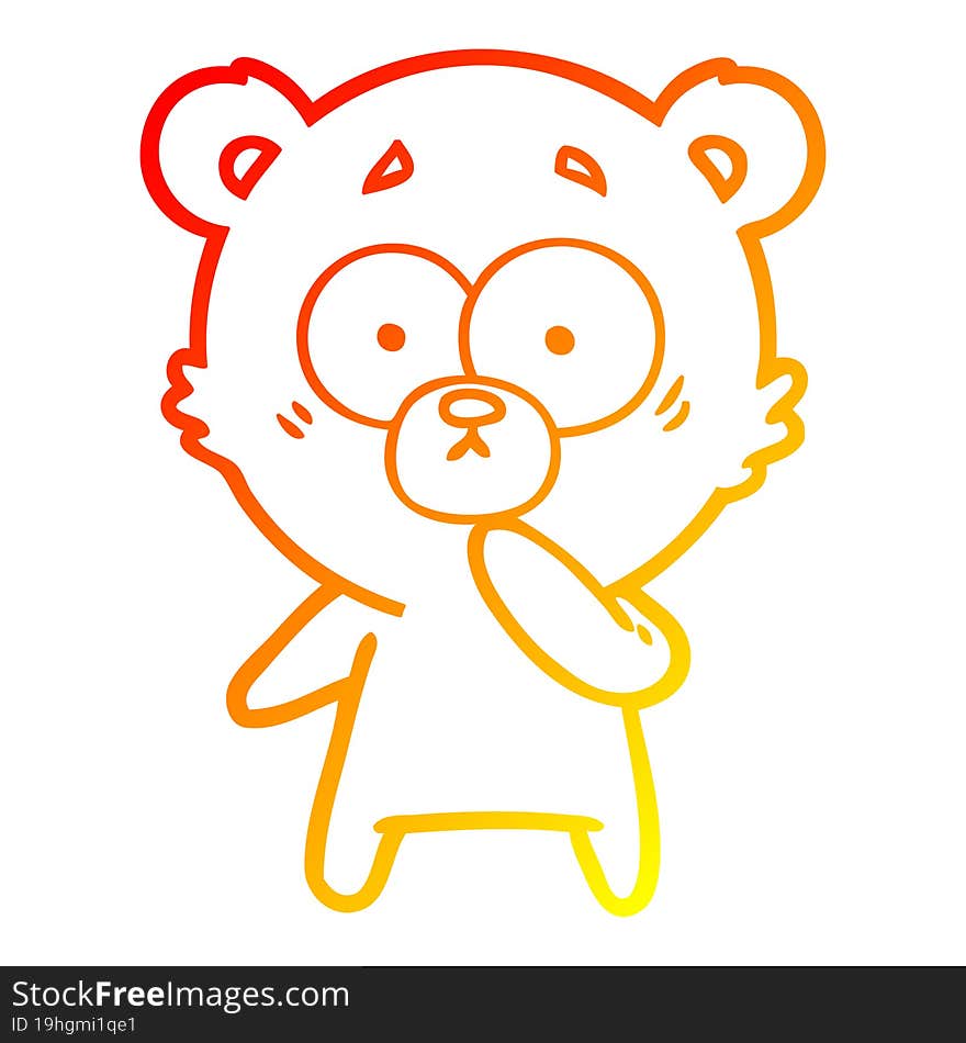 warm gradient line drawing nervous polar bear cartoon