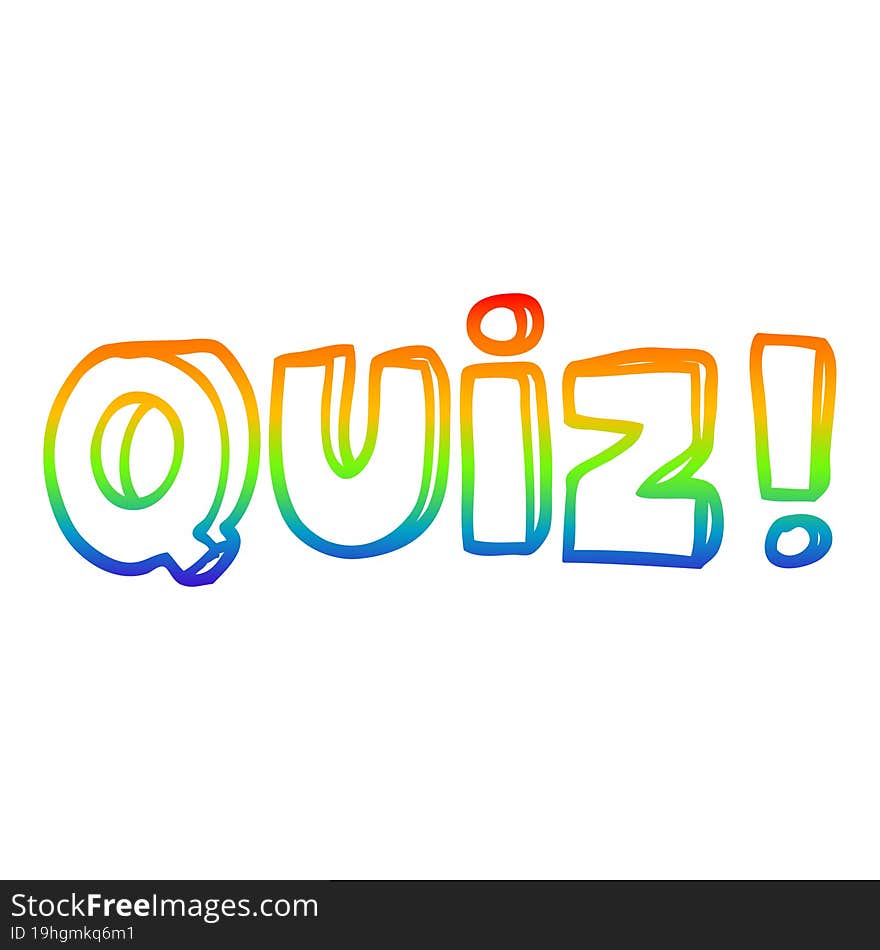 rainbow gradient line drawing cartoon word quiz