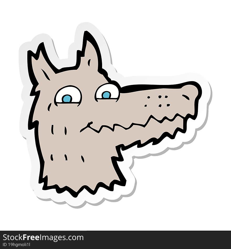 Sticker Of A Cartoon Wolf Head