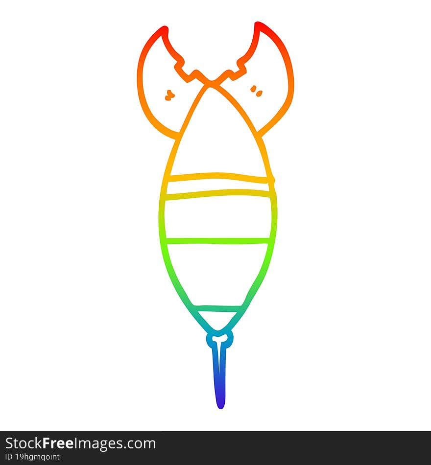 Rainbow Gradient Line Drawing Cartoon Rocket