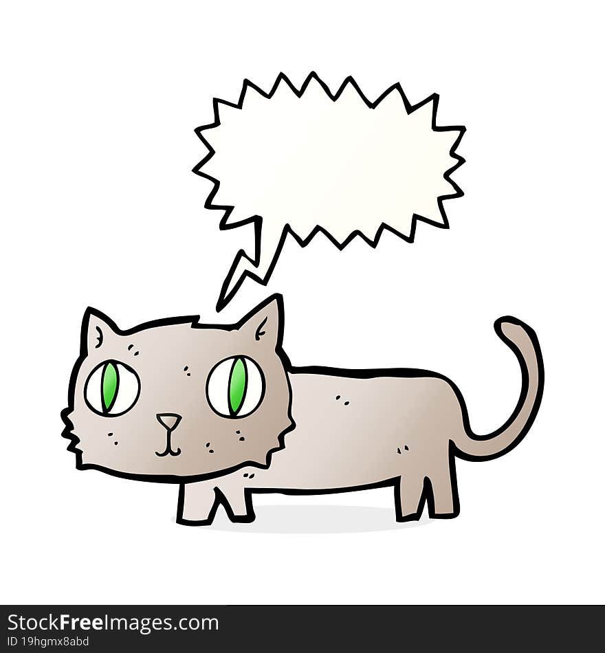 Cartoon Cat With Speech Bubble