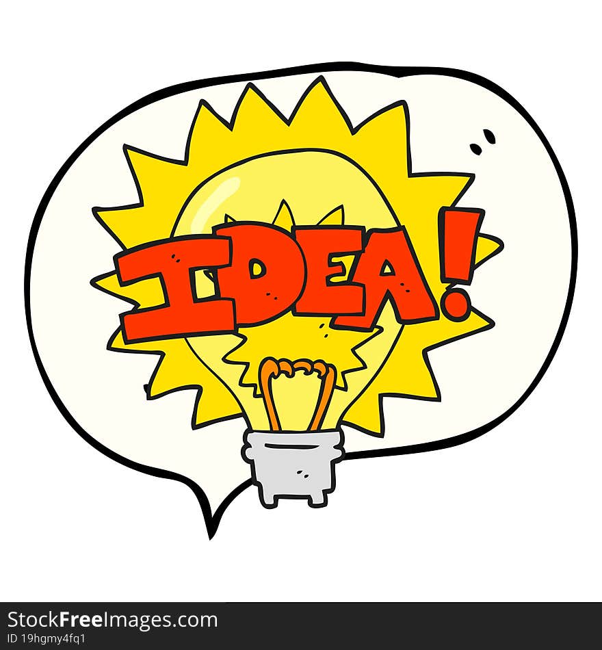 freehand drawn speech bubble cartoon idea light bulb symbol