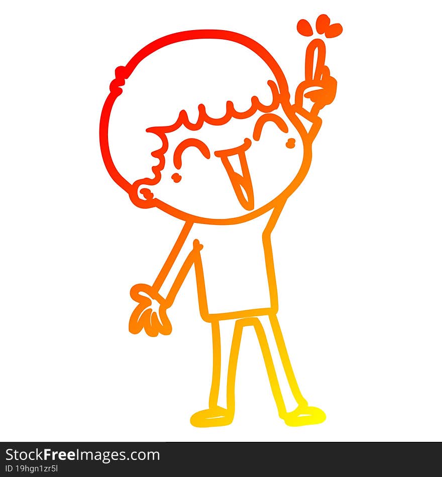 Warm Gradient Line Drawing Cartoon Happy Man