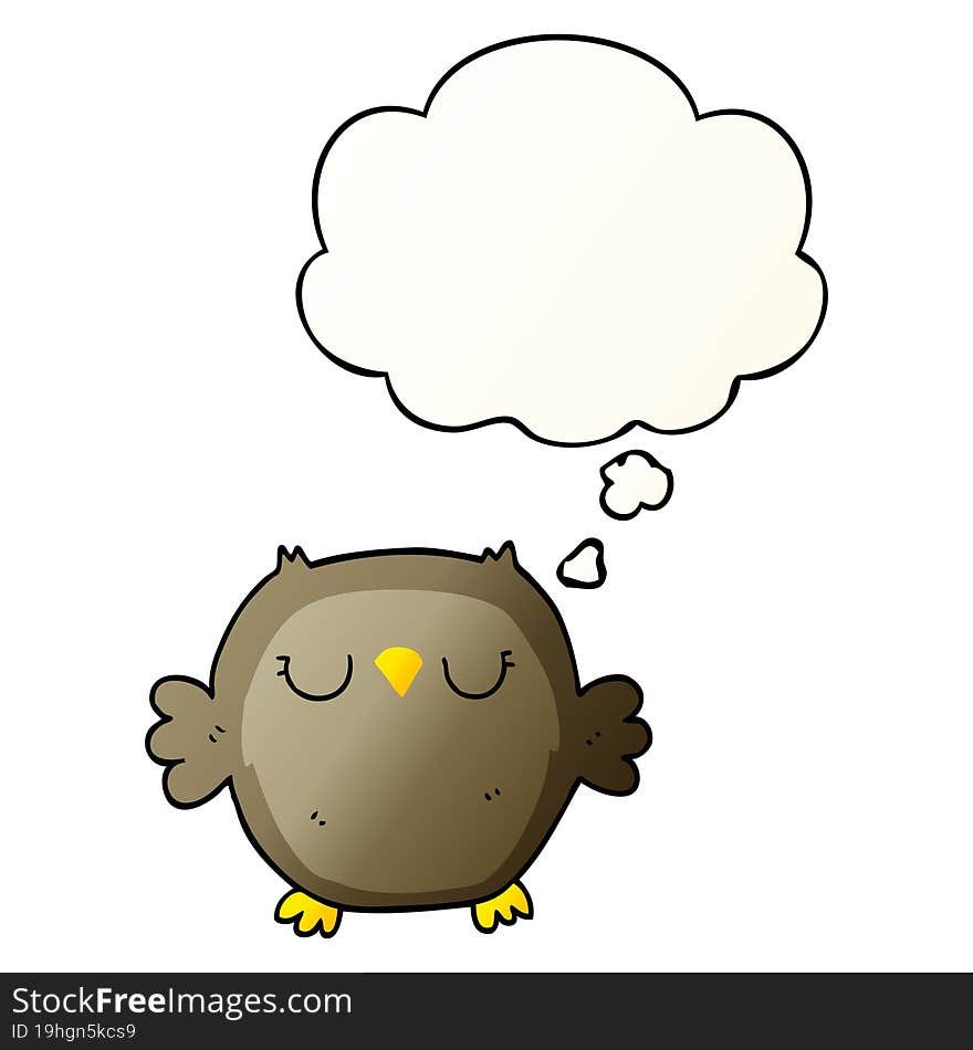 Cartoon Owl And Thought Bubble In Smooth Gradient Style