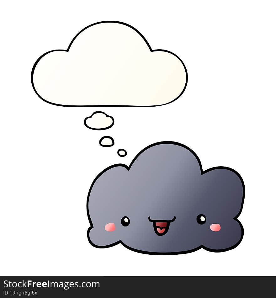 cute cartoon cloud and thought bubble in smooth gradient style