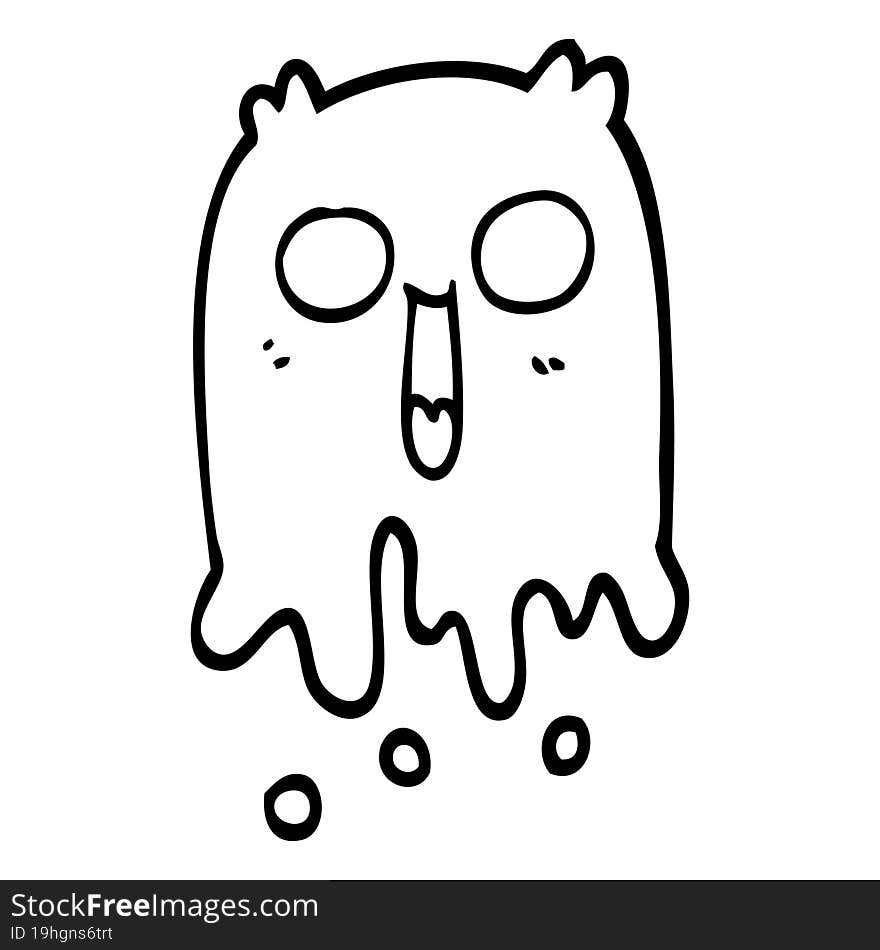 black and white cartoon spooky ghost