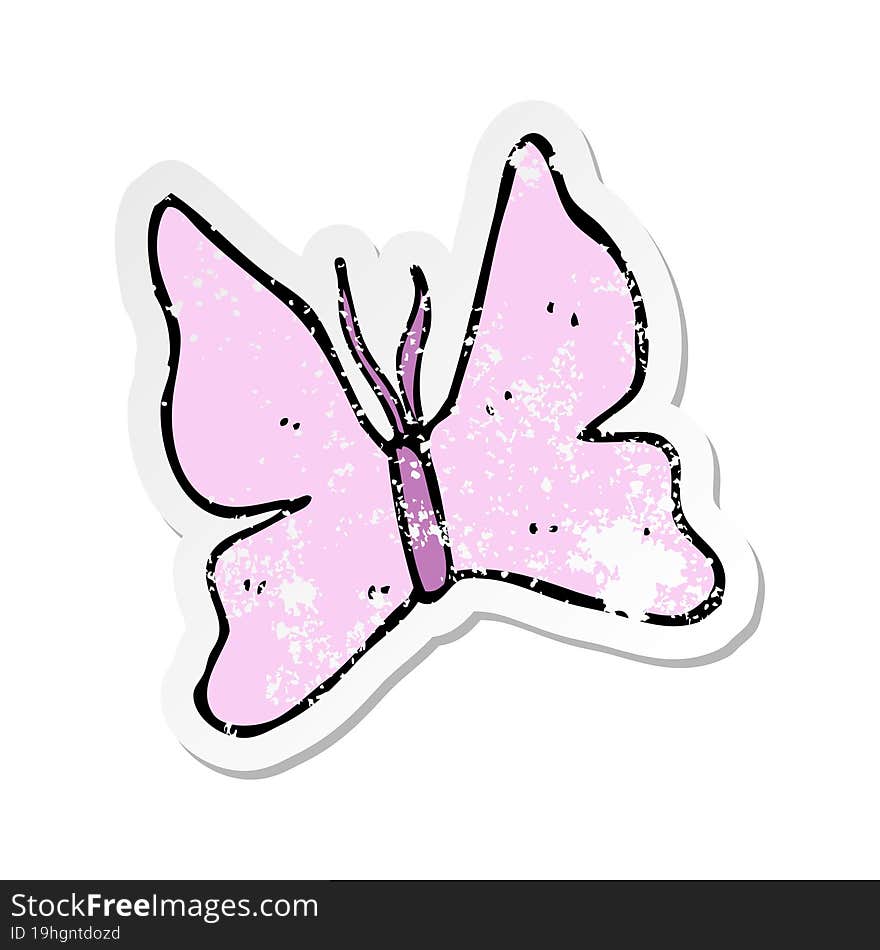 retro distressed sticker of a cartoon butterfly symbol