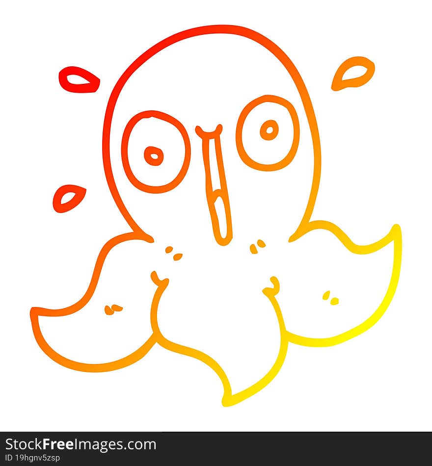 warm gradient line drawing cartoon funny octopus