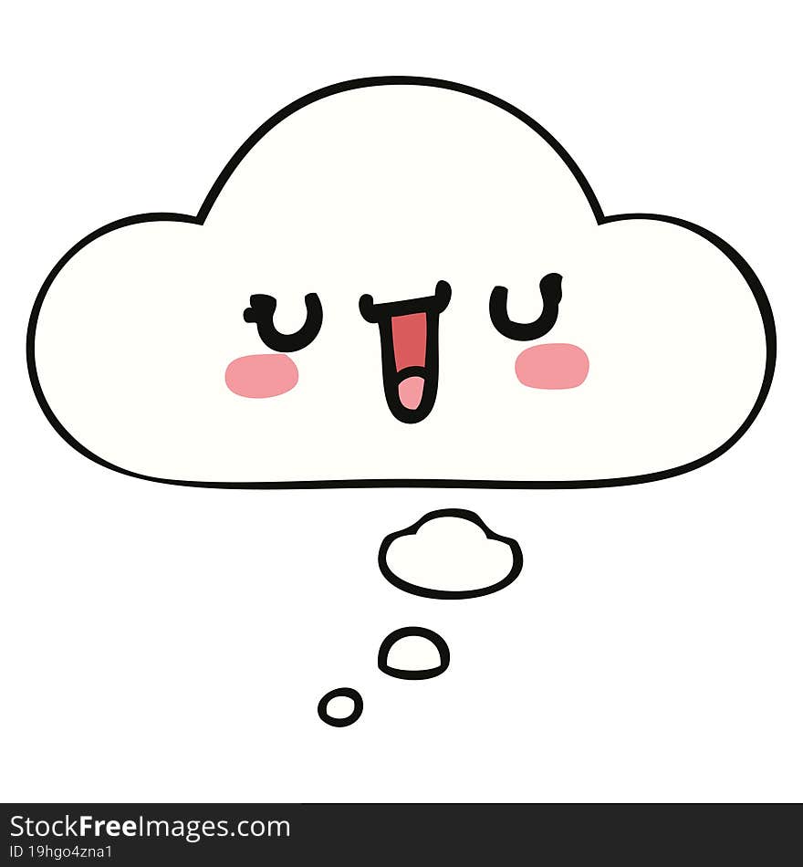 happy cartoon face with thought bubble. happy cartoon face with thought bubble