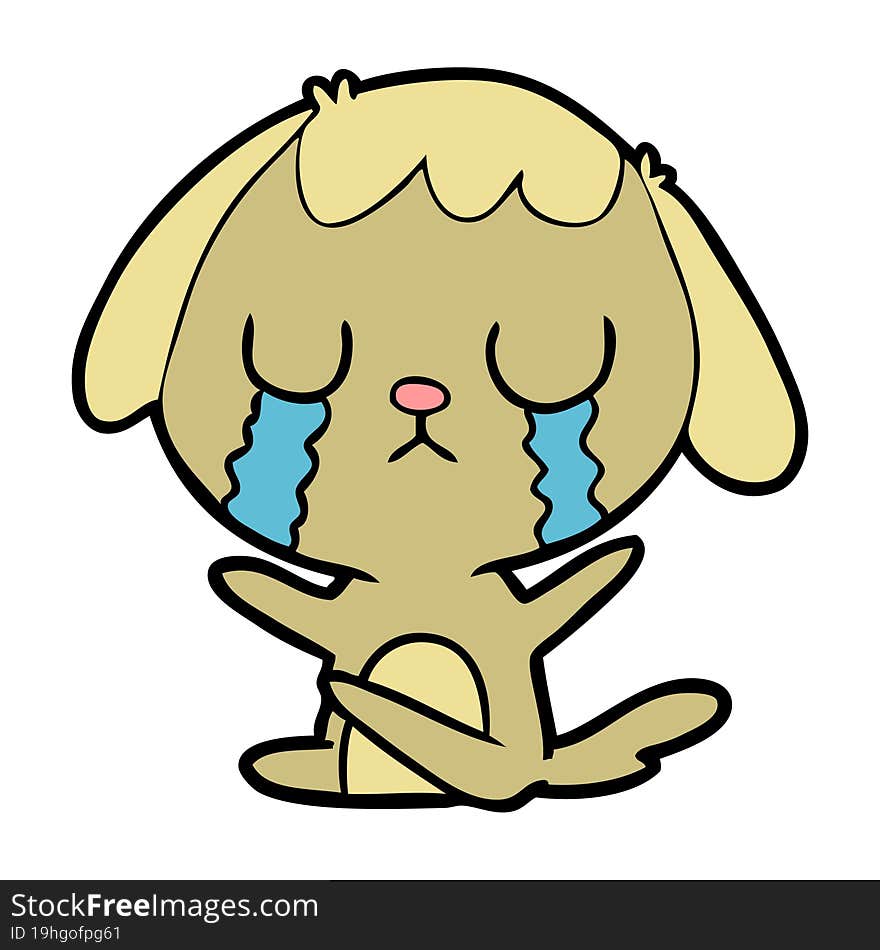 cute cartoon dog crying. cute cartoon dog crying