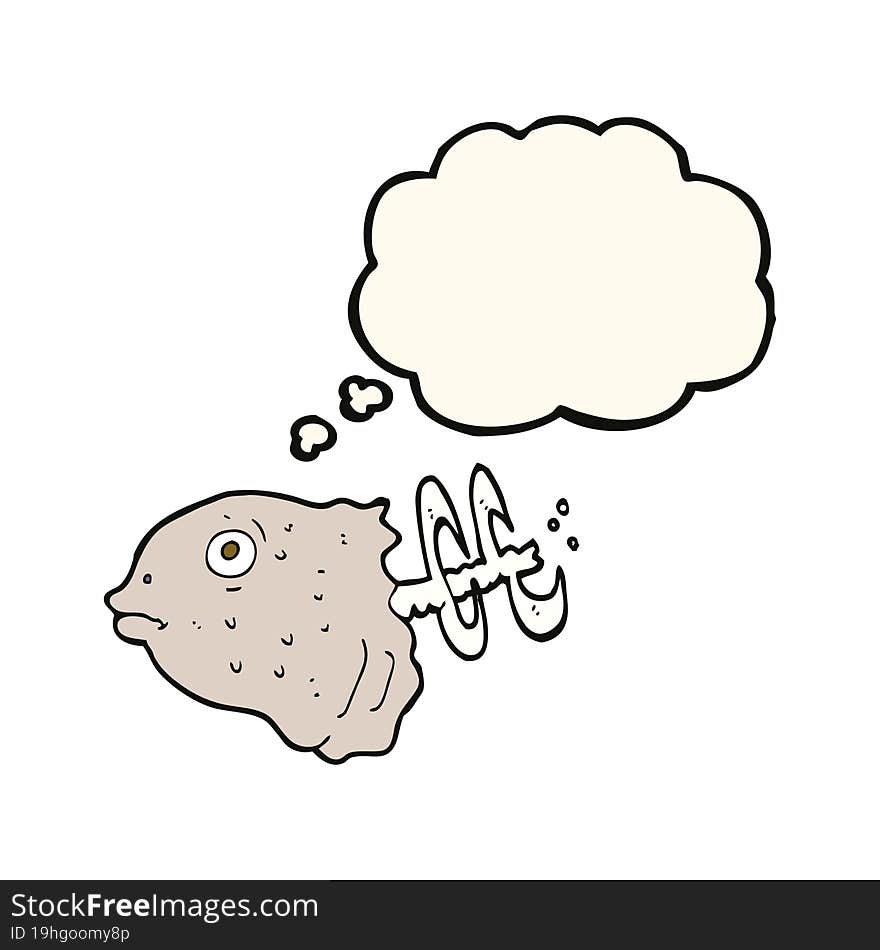 cartoon fish head with thought bubble