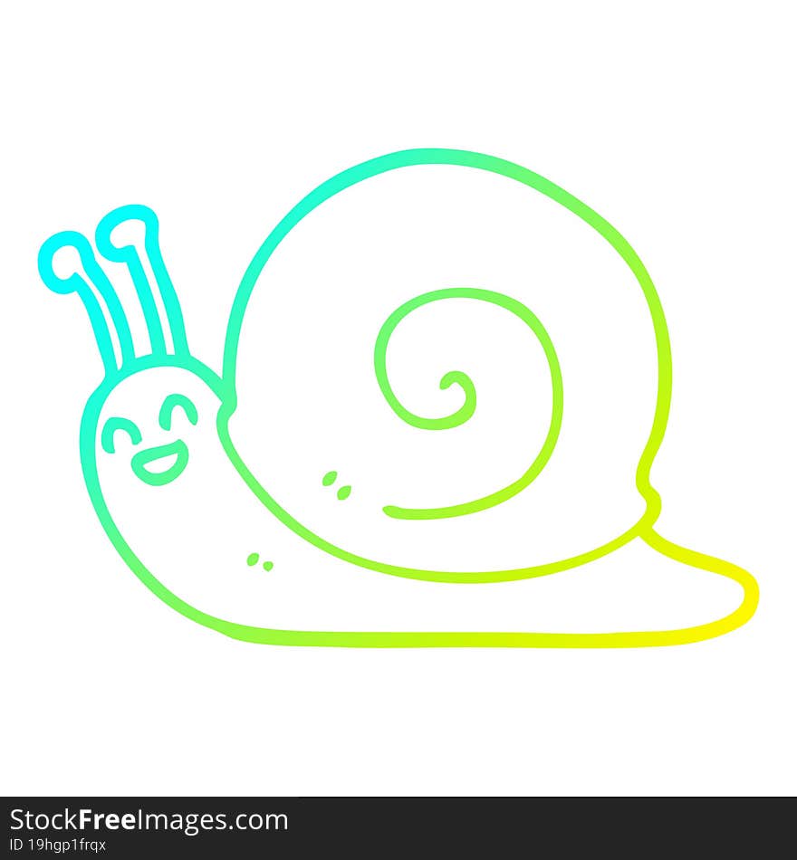 cold gradient line drawing of a cartoon snail