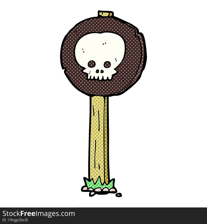 cartoon spooky skull signpost