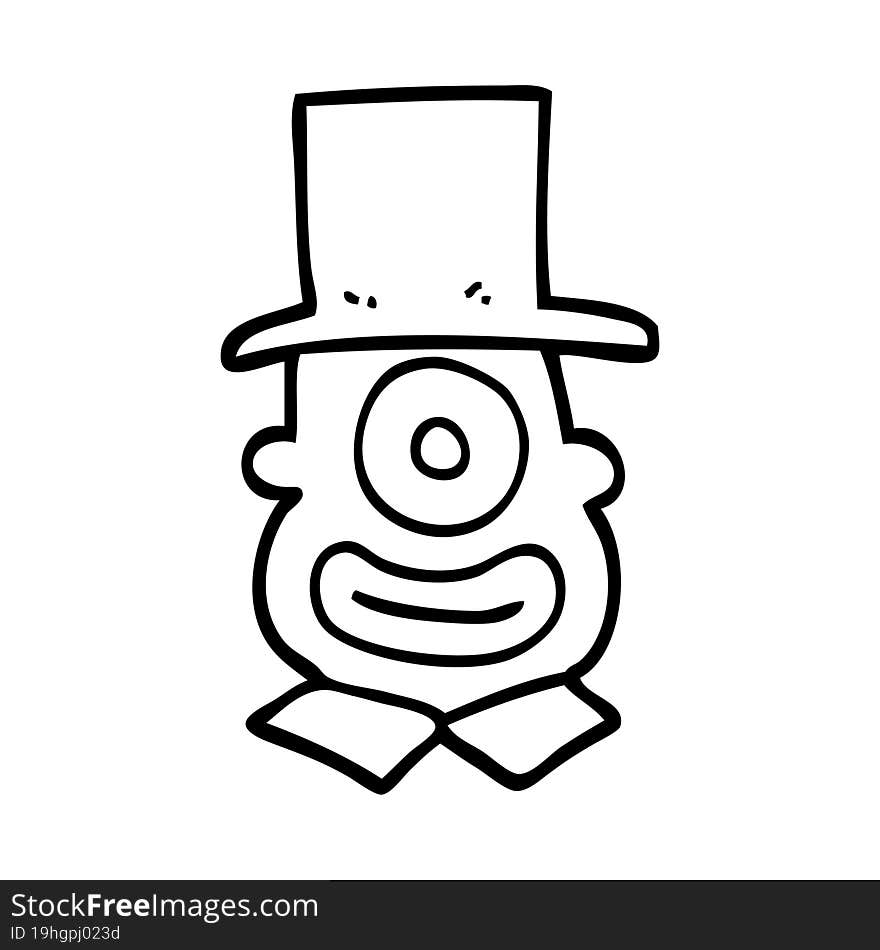 line drawing cartoon cyclops in top hat