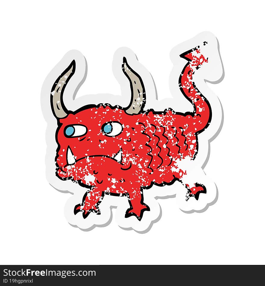 retro distressed sticker of a cartoon little demon