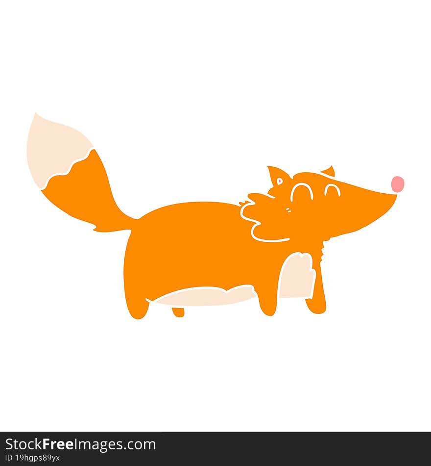 fat flat color style cartoon fox