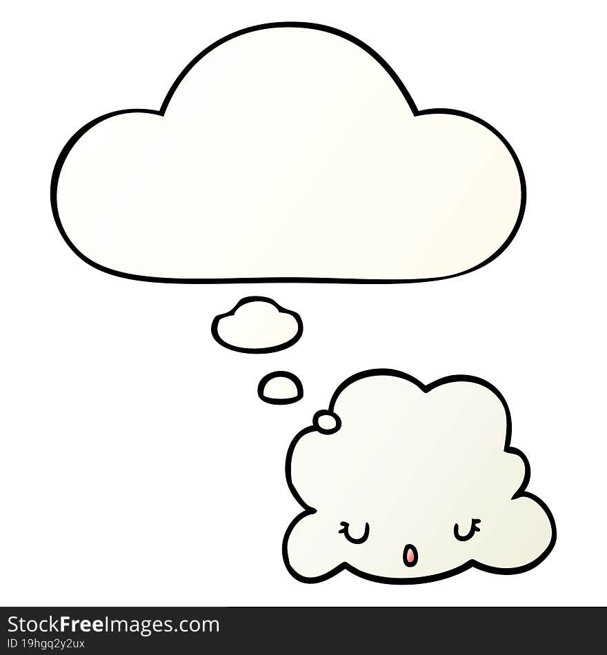 cute cartoon cloud and thought bubble in smooth gradient style