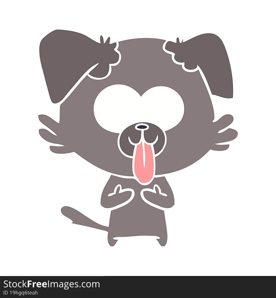 flat color style cartoon dog with tongue sticking out