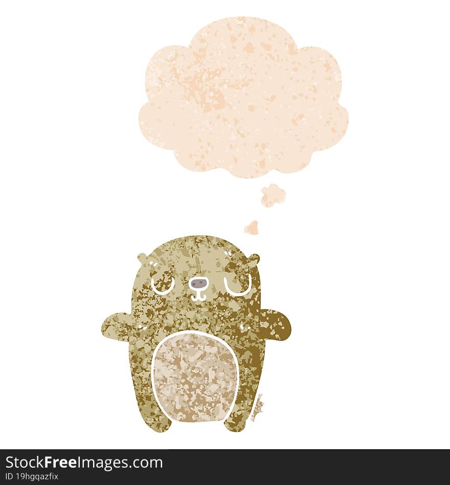 cartoon bear with thought bubble in grunge distressed retro textured style. cartoon bear with thought bubble in grunge distressed retro textured style