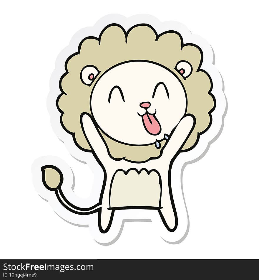 sticker of a happy cartoon lion