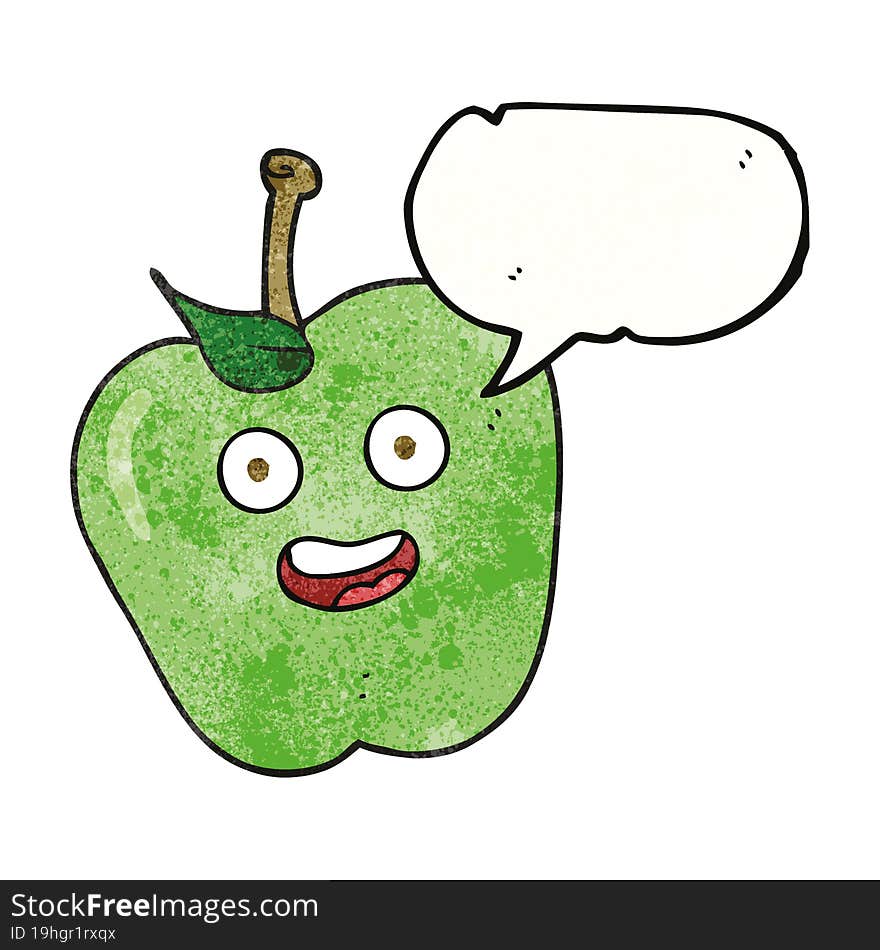 speech bubble textured cartoon apple