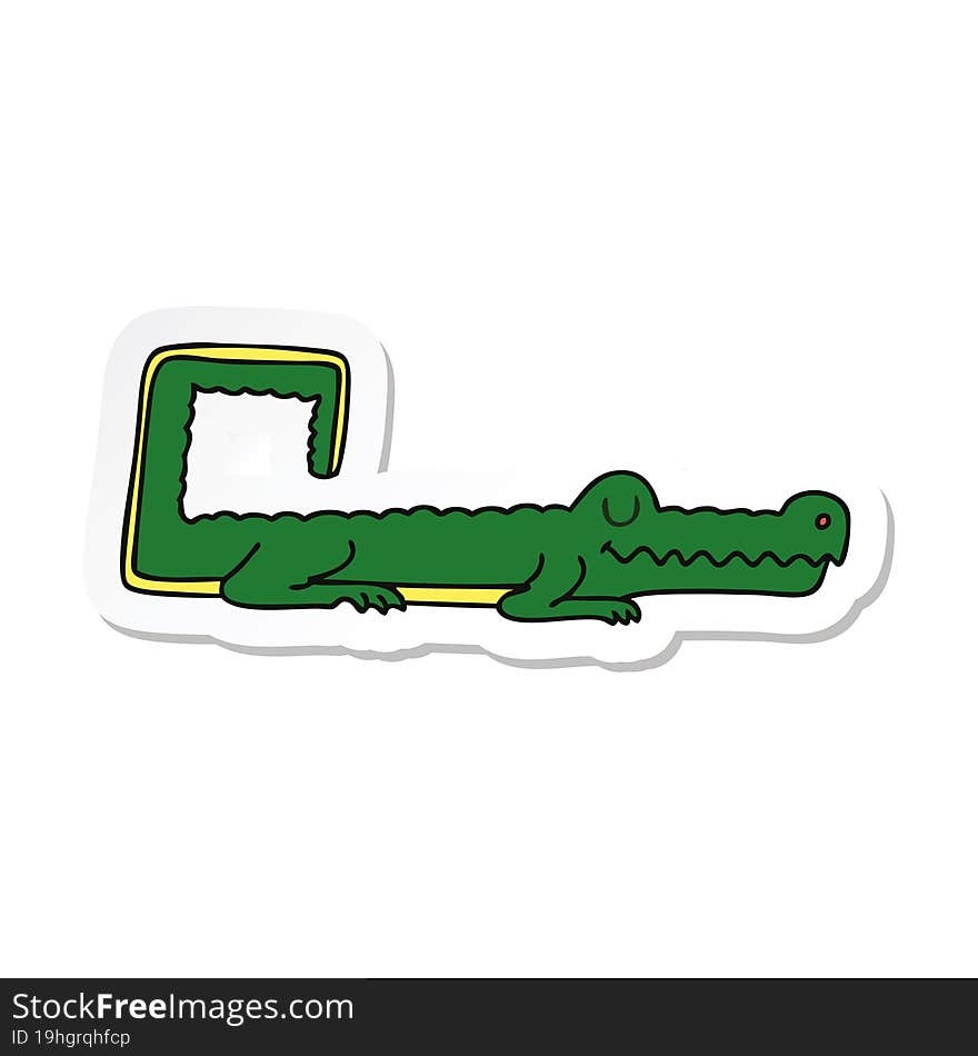 Sticker Of A Quirky Hand Drawn Cartoon Crocodile