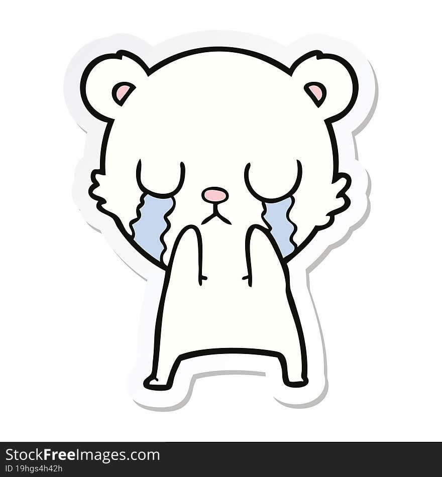 sticker of a crying polar bear cartoon