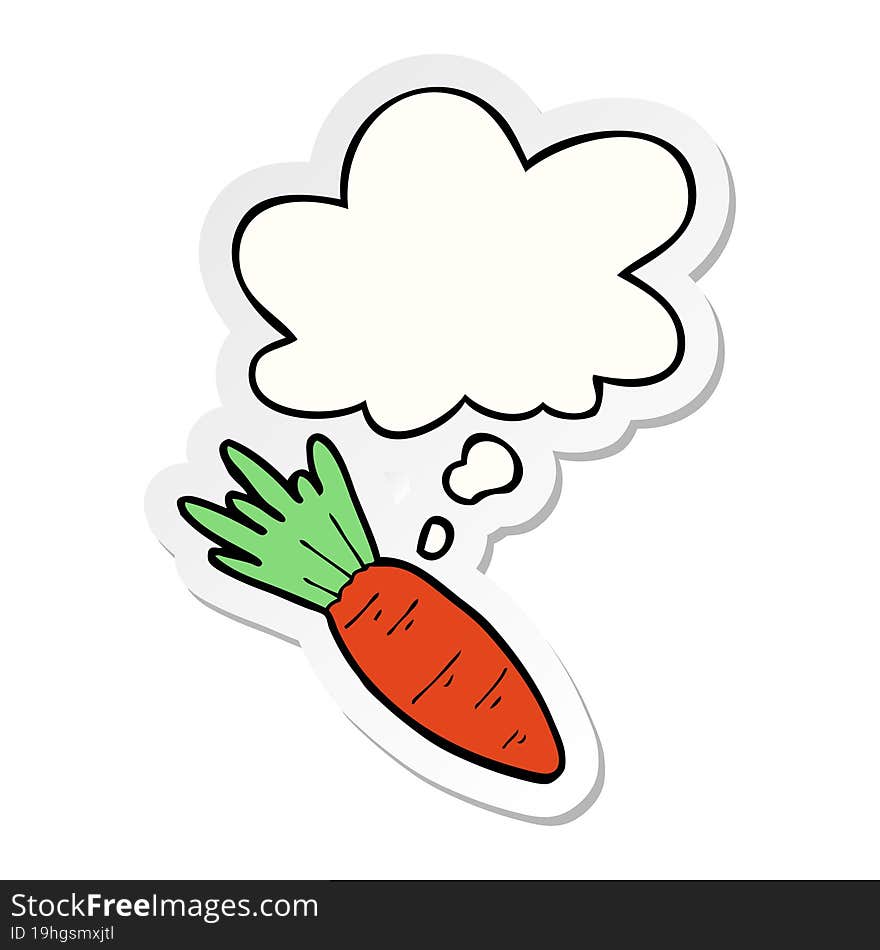 cartoon carrot with thought bubble as a printed sticker