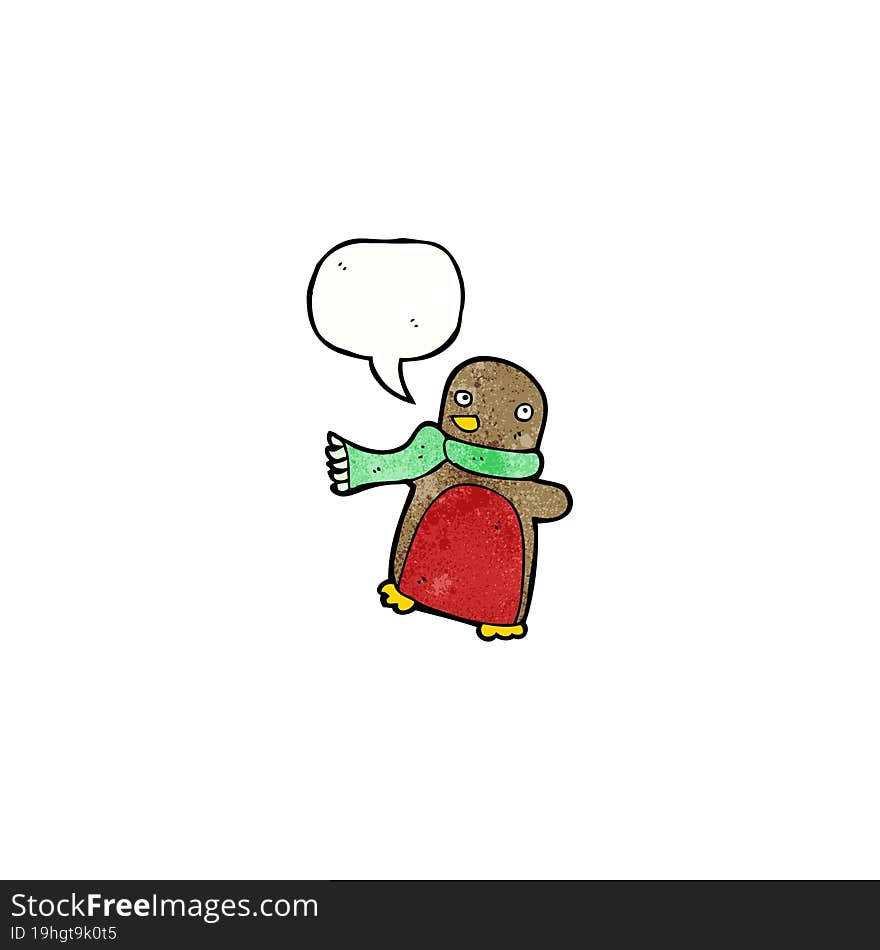 cartoon christmas robin wearing scarf