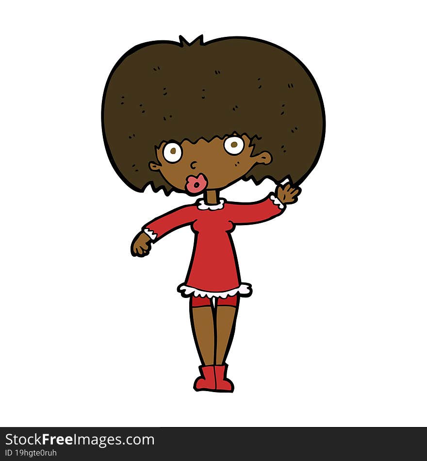 cartoon waving girl