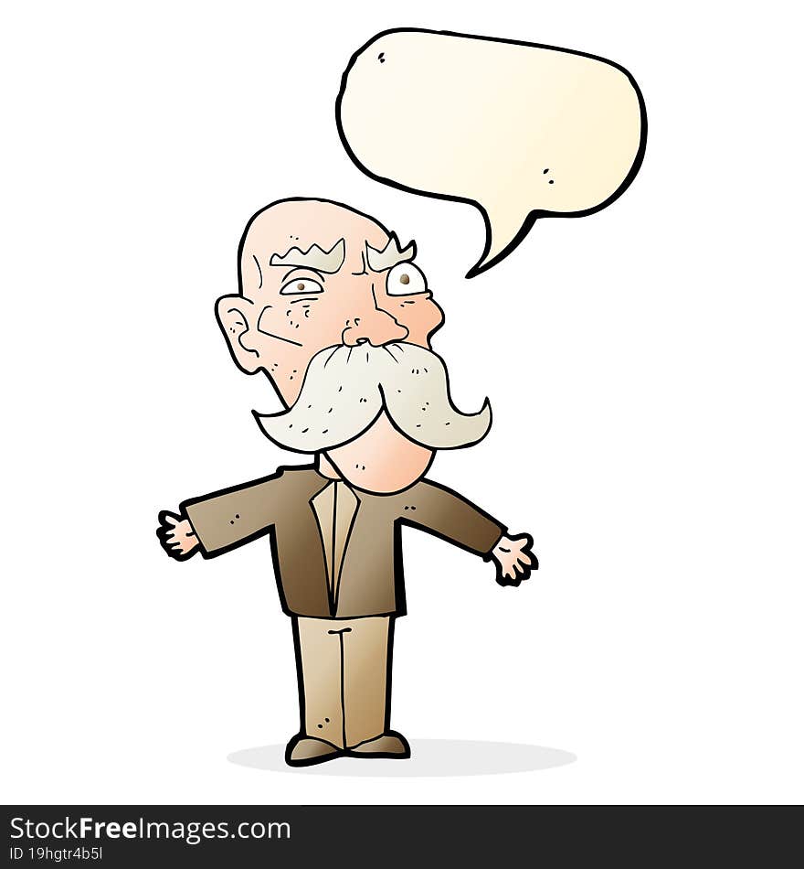 Cartoon Angry Old Man With Speech Bubble