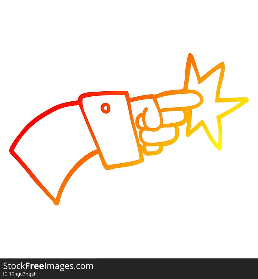 warm gradient line drawing of a cartoon pointing hand icon