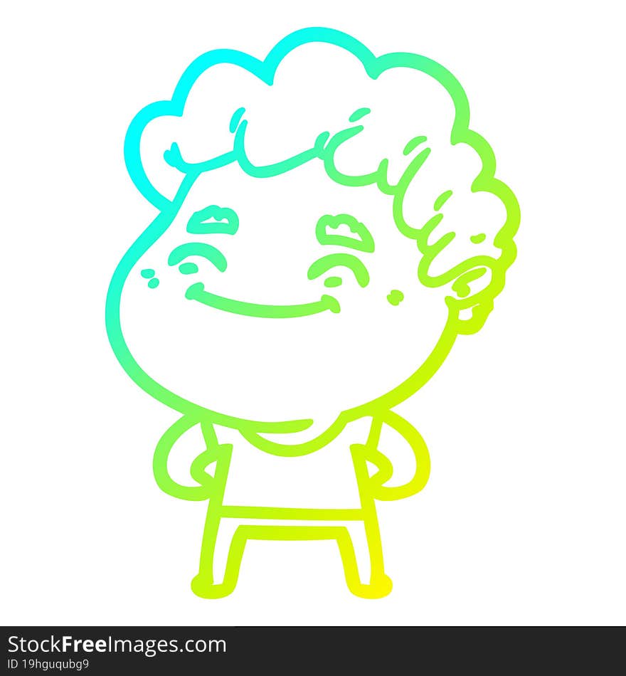 cold gradient line drawing cartoon friendly man