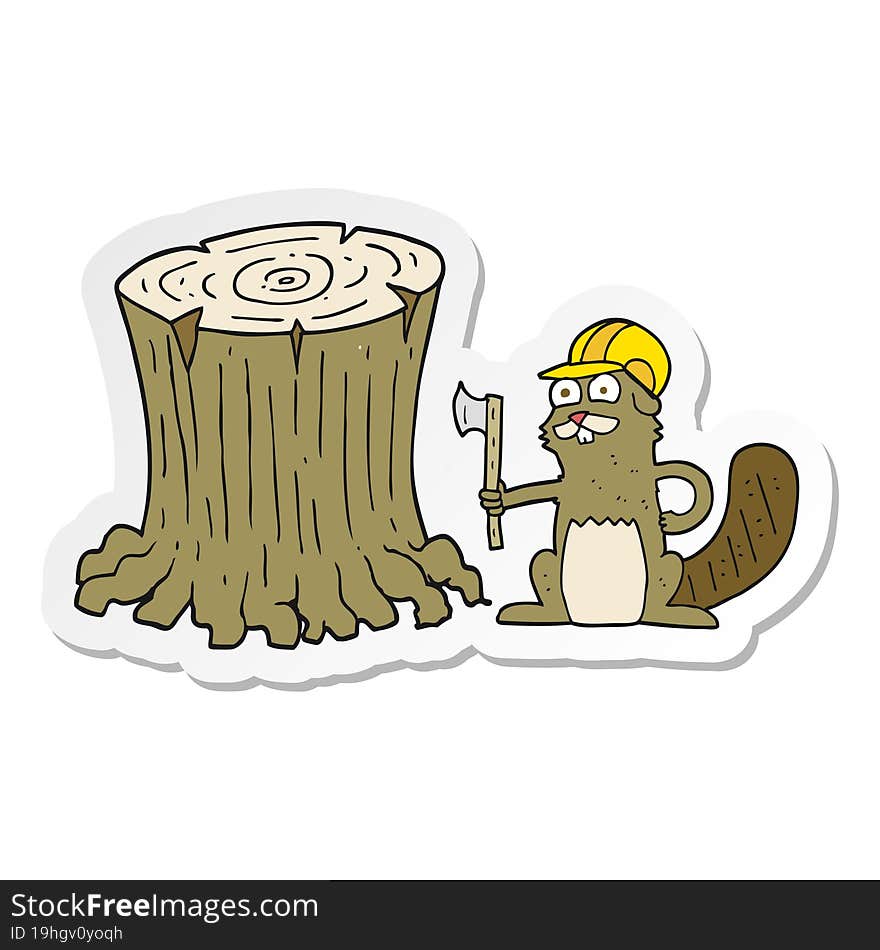 Sticker Of A Cartoon Beaver