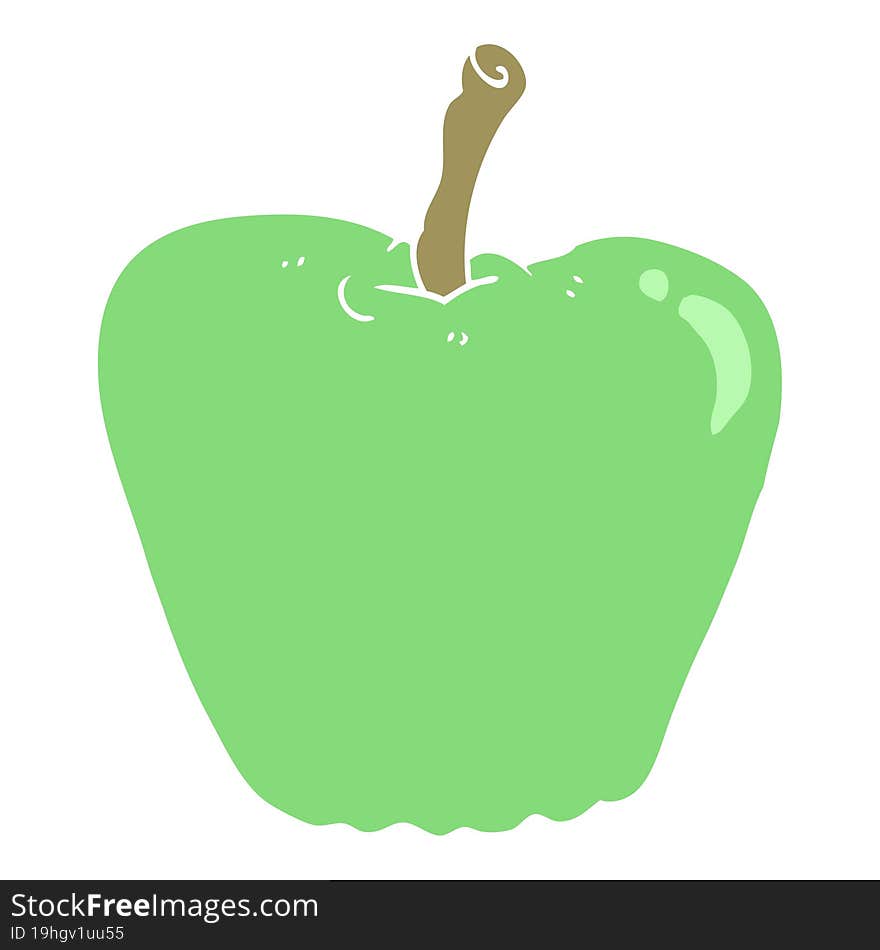 flat color illustration of a cartoon grinning apple